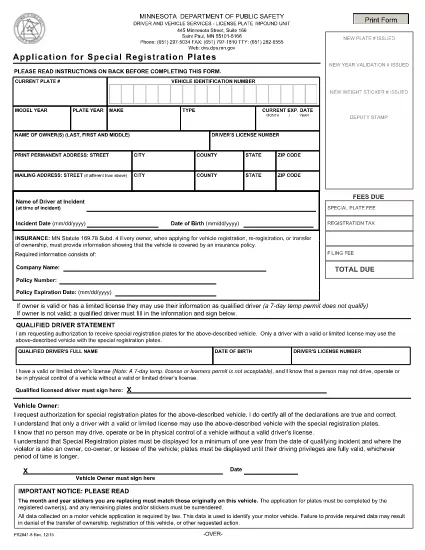 Formulário PS2010 Minnesota