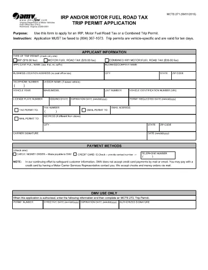 Form MCTS 271 Virginia