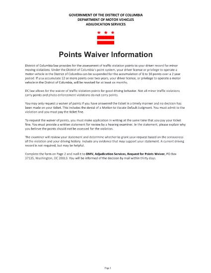Points Waiver Form (English)