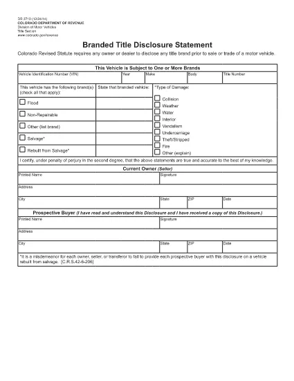Form DR 2710 Colorado