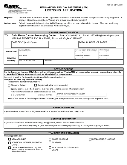 Form RDT 120 Virginia
