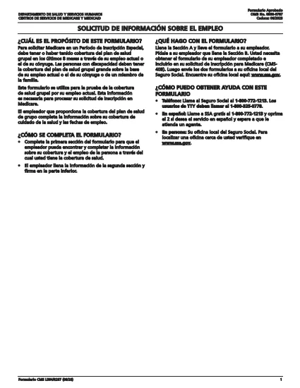 CMS L564 REQUEST FOR EMPLOYMENT Information (spansk)