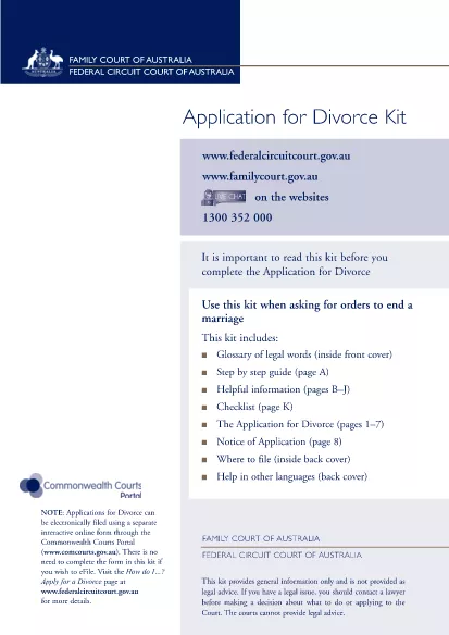 Formulario de solicitud de divorcio familiar