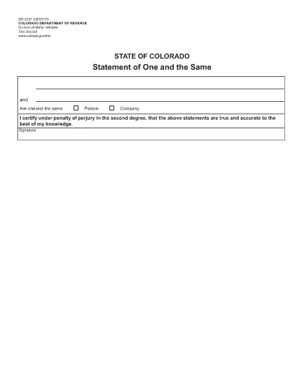 Form DR 2421 Colorado