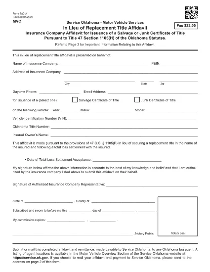 Form 780-A Oklahoma