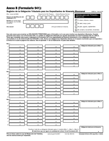 Form 941 Schedule B (Spanish Version)