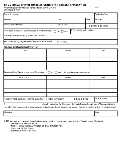 Form SFN 13960 North Dakota