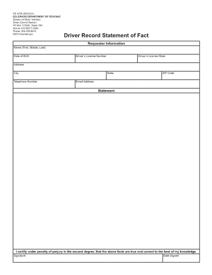 Form DR 2478 Colorado