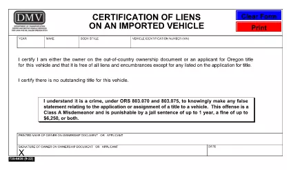 Formulir 735-643 Oregon