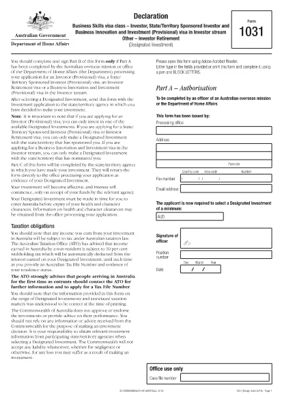 Form Form 1031 Australia