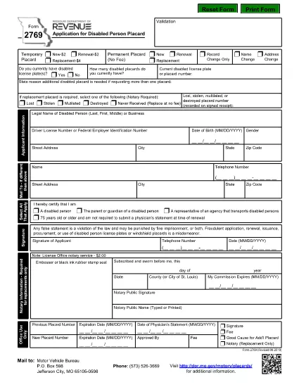 Form 2769 Missouri Missouri