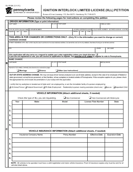 Form DL-9108 Pennsylvania