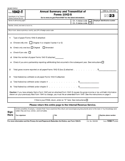 Form 1042-T