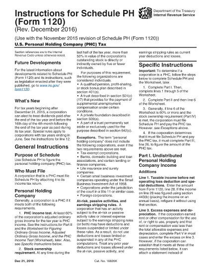 Form 1120 Instruktioner for Planlægning PH