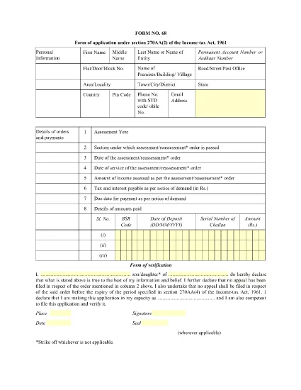 ITD Form 68 India