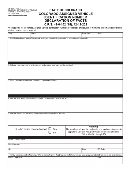Form DR 2426 Colorado