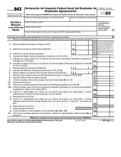 Form 943 (Spanish Version)