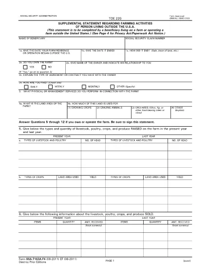 Form SSA-7163A