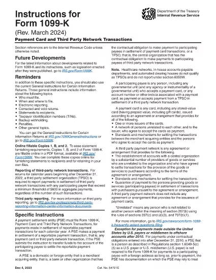 Form 1099-K Instruktioner