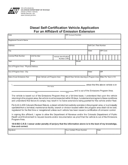 Form DR 2476 Colorado