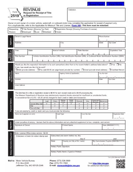 Form 2519 Missouri