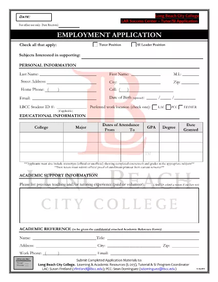 בית הספר Tutor Application Form