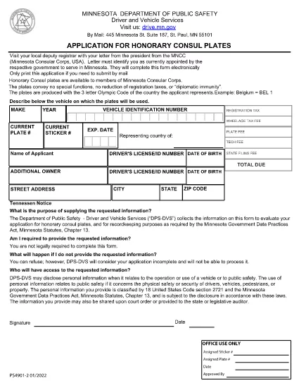 Form PS4901 Minnesota