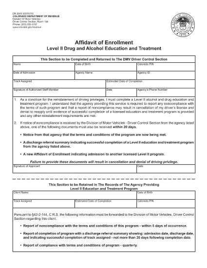 Form DR 2643 Colorado