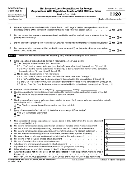 Form 1120-F Schedule M-3