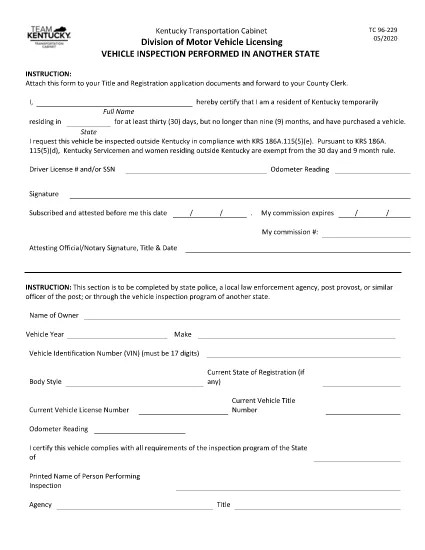 Form TC 96-229 Kentucky