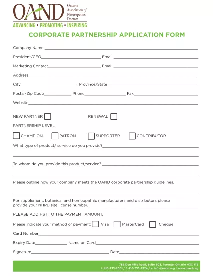 Formulário de Aplicação de Parceria Corporativa