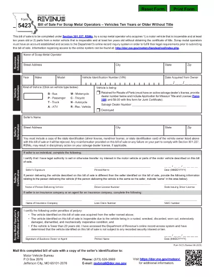 Form 5423 Missouri