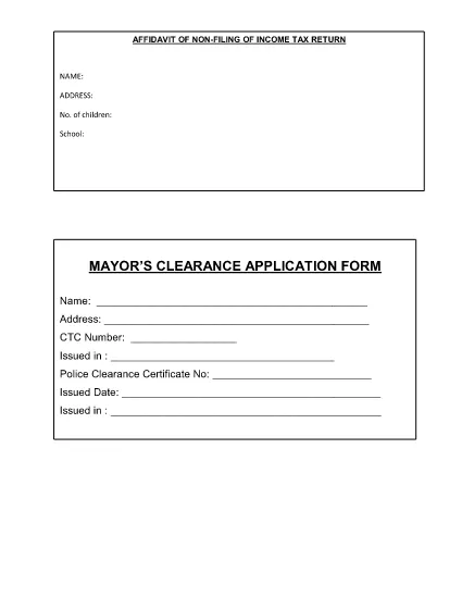 Belediye Başkanının Clearance Application Form