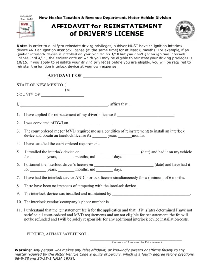 Form MVD10236 New Mexico