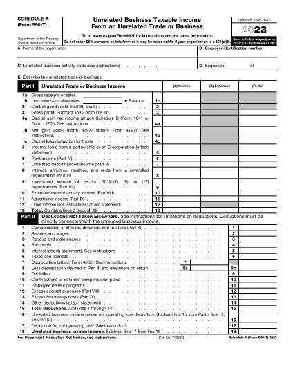 Form 990-T Schedule A