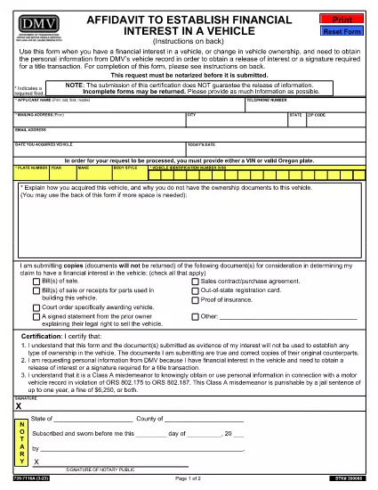 Form 735-7116A Oregon