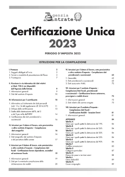 양식 CU 2023 지침 Italy
