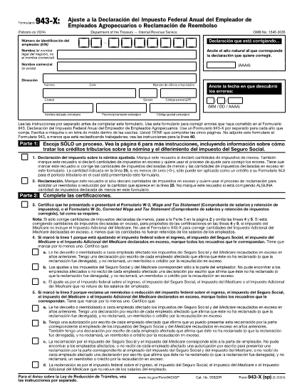 Form 943-X (spansk version)