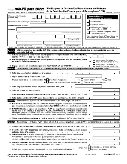 Formulář 940 (Puerto Rico Version)