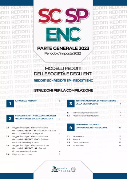 Biểu mẫu Redditi 2023 Hướng dẫn chung Ý