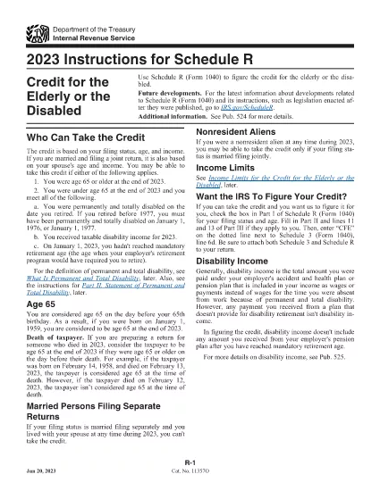 Form 1040 Instructions for Schedule R