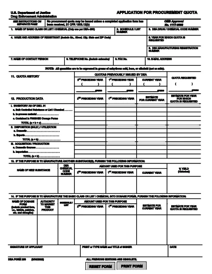DEA Form 250
