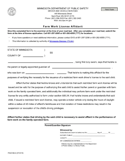 Form PS30188 Minnesota