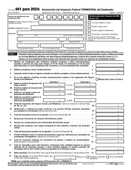 Form 941 (Spanish Version)