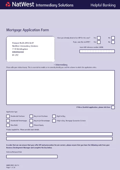 Formulaire de demande de prêt hypothécaire bancaire