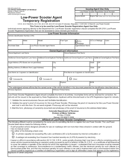 Form DR 2579 Colorado