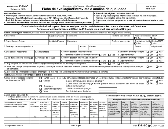 Formulaire 13614-C (Version portugaise)