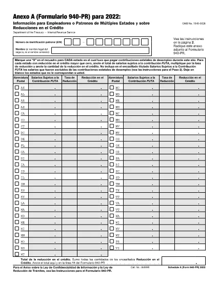 Form 940 Schedule A (Puerto Rican Version)