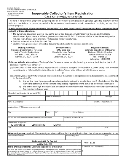 Form DR 2909 Colorado