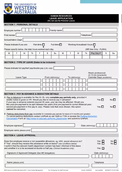 Personal Leave Application Form